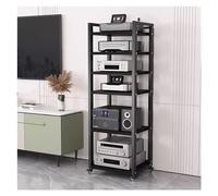 Armario de almacenamiento multimedia de 5 niveles para equipos de audio y video, estante de entretenimiento resistente con ruedas, estante moderno para componentes de cine en casa