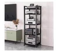 Armario de almacenamiento multimedia de 5 niveles para equipos de audio y video, estante de entretenimiento resistente con ruedas, estante moderno para componentes de cine en casa