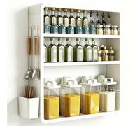 Armario de Almacenamiento Mural de Cocina Gran Capacidad admite hasta 40 kg Ganchos Laterales Integrados con Cubo internopara Palillos para Aseo Dormitorio Ducha(White,11.81 * 4.33 * 23.62in)