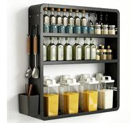 Armario de Almacenamiento Mural de Cocina Gran Capacidad admite hasta 40 kg Ganchos Laterales Integrados con Cubo internopara Palillos para Aseo Dormitorio Ducha(Black,15.74 * 4.33 * 23.62in)