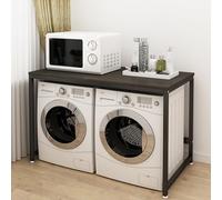 Armario de almacenamiento para cuarto de lavado con soporte doble para secadora, organizador de baño e inodoro, 128 x 60 x 99 cm, capacidad de 150 kg, color negro.