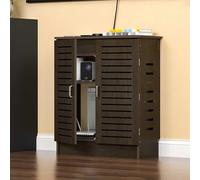 Armario de almacenamiento para enrutador de nogal y módem WiFi, regleta de alimentación y ocultador de gestión de cables, de pie, 35.4 pulgadas de largo x 10 pulgadas de ancho x 27.5 pulgadas de alto