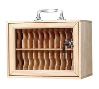 Armario de almacenamiento portátil seguro para teléfono, caja de seguridad para exámenes de fábrica, cerradura transparente con compartimentos numerados, armario de madera para el trabajo (24 ranuras)