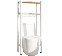 Armario de almacenamiento sobre el inodoro, resistente de 2 niveles para baño, cocina y estudio, diseño que ahorra espacio en color blanco, ideal para una nización eficiente del hogar