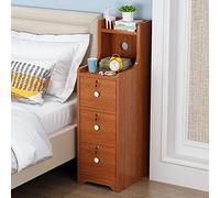 Armario de Almacenamiento Table de Chevet Ultra-étroite de 20 cm,meuble de Rangement Simple et Moderne Avec 3 tiroirs verrouillables et étagère ouverte,Table de Chevet assemblée à la Main