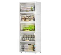 Armario de almacenamiento vertical con puertas y ruedas para cocina, sala de estar, dormitorio, carrito rodante alto y estrecho con gran capacidad