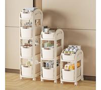 Armario de almacenamiento vertical de 4 niveles para baño y cocina, cómoda estrecha con estantes móviles y carrito de ranura lateral, ideal para juguetes, sala de estar y tocador, solución de