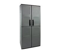 Armario de altura completa en polipropileno, material reciclable y ecológico sostenible, está equipado con bisagras de acero y estantes ajustables, dimensiones L 680 x P370 x H 1.630 mm.