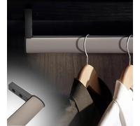 Armario de aluminio Armario colgante con tapa de cuero, barra de ropa de armario ovalado y soportes para finales, kit de tubo de vestuario de ahorro de espacio (color A, 120 cm (47 1/4 pulgadas)))