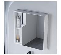 Armario de aluminio con espejo de baño montado en la pared, almacenamiento de una sola puerta con espejo, elegante diseño gris, solución práctica y duradera para ahorrar espacio para decoración del