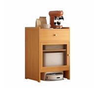 Armario de bambú con soporte para aspiradora - Estante de almacenamiento ajustable con cajón y mesa auxiliar para sala de estar/oficina en casa, 52 x 40 x 80,5 cm (acabado natural)