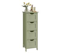 VASAGLE Armario de Baño, Armario de Almacenamiento de Pie, con 4 Cajones, 30 x 30 x 82 cm, para Baño, Sala de Estar, Comedor, Cocina, Estilo Moderno, Verde Laurel LHC040C02