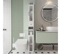 Armario de baño alto con estantes ajustables delgado de 2 puertas y 1 cajón, ideal para baño, sala de estar, cocina, 20 x 20 x 180 cm