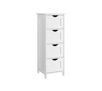 VASAGLE Armario de baño, Armario de Almacenamiento, Armario de Pie, con 4 cajones, 30 x 30 x 82 cm, para Baño, Sala de Estar, Comedor, Cocina, Estilo Moderno, Blanco LHC40W