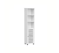 VASAGLE Armario de Baño, Armario de Baño Alto, Armario de Baño Independiente, con 3 Compartimentos Abiertos y 2 Estantes Ajustables, Sala de Estar, Entrada, Blanco Nube BBK160W01