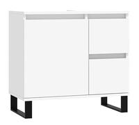 Armario de baño blanco 65 x 33 x 60 cm de madera y hierro - Armario de baño con gran espacio para toallas y artículos de tocador, moderno juego de muebles de baño para baños pequeños