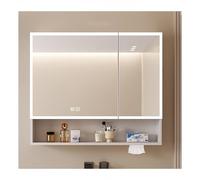 Armario de baño blanco con espejo y luz LED para el hogar, apartamentos, hoteles boutique y dormitorios, 80 x 70 cm