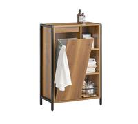SoBuy Mueble Baño con Cesto para Ropa Mueble Auxiliar de Baño con Estantes Abiertos y Cesto Extraíble, Mueble Almacenaje Estrecha para Dormitorio o Entrada 60x30x90 cm BZR65-PF