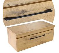 Armario de baño colgante Merida B80,5 x T40 x H32, con 1 cajón de extracción total, aspecto de roble, para montaje en pared, también adecuado para armario bajo lavabo con mango negro (aspecto de