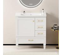 Armario de Baño con Cerámica y MDF, Almacenaje, Blanco, 75 cm