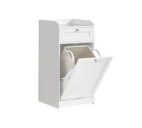 VASAGLE Armario de Baño con Cesto Ropa Sucia, Mueble de Baño con 1 Cajón y 1 Cesta de Ropa Sucia, Bolsa Interior Extraíble con Asas, 40 x 40 x 80,2 cm, Blanco Nube BBC741W01