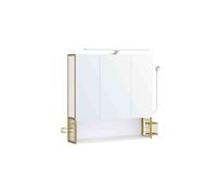 Armario de Baño con Espejo 3 Puertas Blanco Nube y Verde Claro Dorado