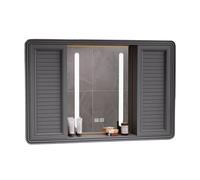 Armario de baño con espejo LED de almacenamiento de varios niveles, puerta corrediza, esquinas redondeadas, a prueba de vapor, ideal para instalación sobre el fregadero (A 80 x 13 x 70)
