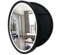 Armario de baño con espejo LED redondo de 70 cm, unidad de almacenamiento táctil inteligente, totalmente montado, acabado marrón, muebles de madera elegantes para decoración elegante del hogar