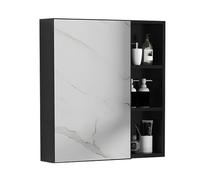 Armario de baño con Espejo Rectangular Moderno con Marco de aleación de Aluminio para Dormitorio, Sala de Estar e Inodoro. Botiquín de baño de Pared (Negro, 70 x 11 x 65 cm/28 x 4 x 26 pulga