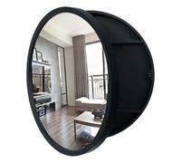 Armario de baño con espejo redondo de 70 cm, espejo de madera con diseño montado en la pared que ahorra espacio (negro, 27.5 pulgadas)