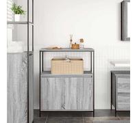 Armario de baño con estantes Sonoma gris 76,5 x 35 x 95 cm - Moderno armario de baño de madera y acero, optimización del espacio de almacenamiento para toallas y artículos de tocador, diseño compacto