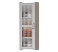 Armario de baño con mango de madera montado en la pared, organizador de almacenamiento flotante pequeño ideal para encima del inodoro, diseño compacto (B 20 x 15 x 60 cm)