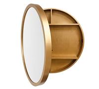Armario de baño con puerta corredera redonda con espejo, montado en la pared, unidad de almacenamiento de medicamentos de madera maciza para decoración de sala de estar, elegante y funcional