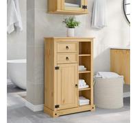 Armario de baño Corona Madera Maciza de Pino 70x33x110 cm con Amplio Espacio de Almacenamiento y Tiradores de Metal, Ideal para organizar artículos de tocador y Productos
