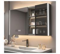 Armario de baño de 3 puertas montado en la pared con espejo, ahorro de espacio para encima del inodoro, solución de almacenamiento elegante para baños y duchas, diseño funcional y moderno