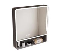 Armario de baño de aluminio con espejo, organizador de almacenamiento de pared con luz LED, armario colgante grande con puertas y estantes