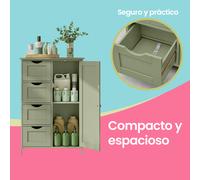 Armario de Baño, de , Gabinete de Baño con 4 Cajones, Armario con Puerta, Estante Ajustable, 30 x 55 x 82 cm