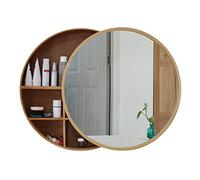 Armario de baño de madera maciza con espejo y puerta corredera, contenedor de almacenamiento para decoración de sala de estar, muebles elegantes y funcionales