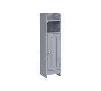 VASAGLE Armario de Baño, Armario Esquinero con Puerta y Estantes, Organizador de Almacenamiento, Estrecho, para Papel Higiénico, Estantes Ajustables, Gris Místico BBC310P36