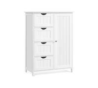 VASAGLE Armario de baño Estrecho con 4 cajones, Estante Ajustable, 35 x 65 x 90 cm, Color Blanco Nube LHC042W01