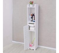 Armario de Baño Estrecho Con Soporte para Papel Higiénico y Almacenamiento, 20 x 20 x 80 cm, Color Blanco