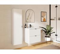 Armario de baño flotante estriado - blanco mate - Alt. 140 cm - ZEVINI