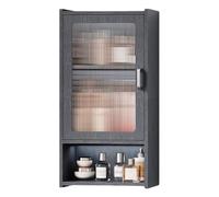 Armario de baño flotante montado en la pared con mango de madera, diseño compacto para almacenamiento encima del inodoro, organizador de baño pequeño moderno (C 30 x 15 x 60 cm)