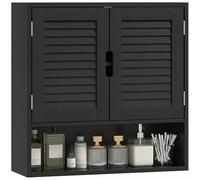 Armario de baño HOMCOM, armario de almacenamiento montado en la pared con estantes ajustables y puerta de cierre suave, armario de almacenamiento para el baño, salón, 60 x 20 x 60 cm, negro