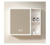 Armario de baño iluminado con espejo antivaho, solución de almacenamiento para montaje en pared, 90 x 62 cm, botiquín moderno para baños elegantes, diseño que ahorra espacio