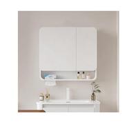 Armario de baño iluminado con espejo de almacenamiento, 70 x 70 cm, montaje en pared o empotrado, perfecto para espacios pequeños sobre inodoros (blanco A)