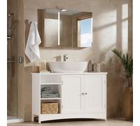 Armario de Baño Lavabo, Gabinete de 90 x 30 x 60 cm, Mueble de Almacenamiento con , Estantes Ajustables