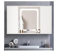Armario de baño LED con espejo de pared, elegante nizer de baño con espejo, diseño que ahorra espacio, gabinete de medicina moderno con luz LED, ideal para decoración del hogar