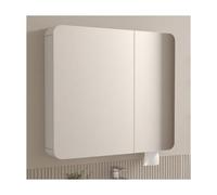 Armario de baño montado en la pared con espejo de almacenamiento multicapa para baños, lavanderías y salas de estar (blanco, 80 x 65 x 13 cm)