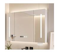 Armario de baño montado en la pared con espejo. Elegante almacenamiento para el hogar, apartamento, habitaciones de hotel, color blanco, 80 x 70 cm, perfecto para organizar artículos de tocador y